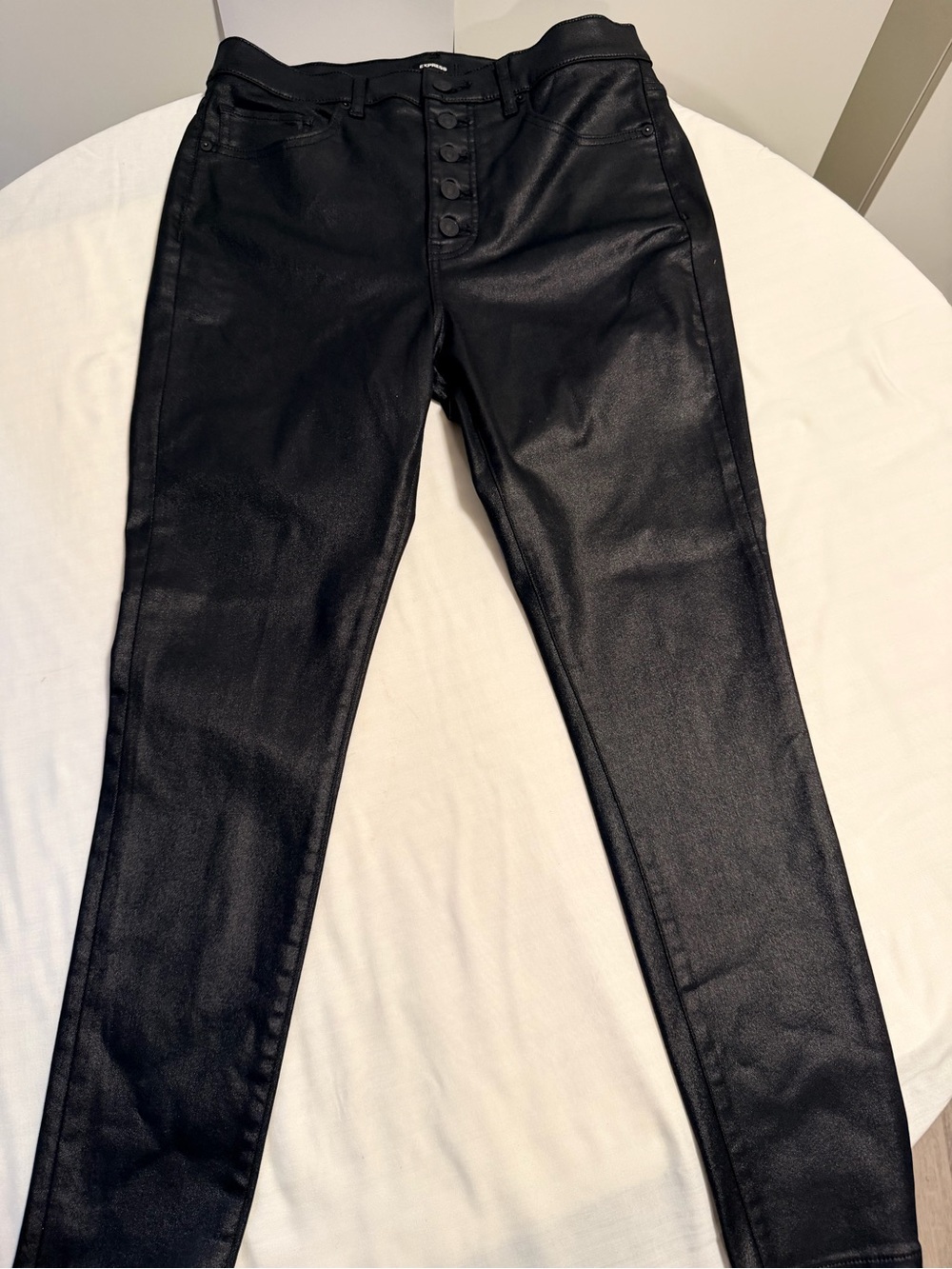 Express Black Coated Skinny Pants